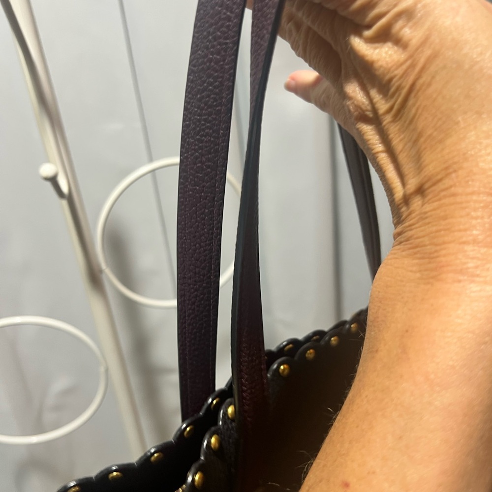 Coach Charlie Carryall Black Tote with Brown Handles and Scalloped  rivets - Picture 6 of 16